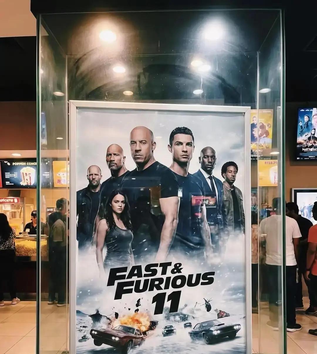 C罗一脚油门甩开足球，在《速激11》里直接飙向唐老大。

他带了三辆私人超跑进组