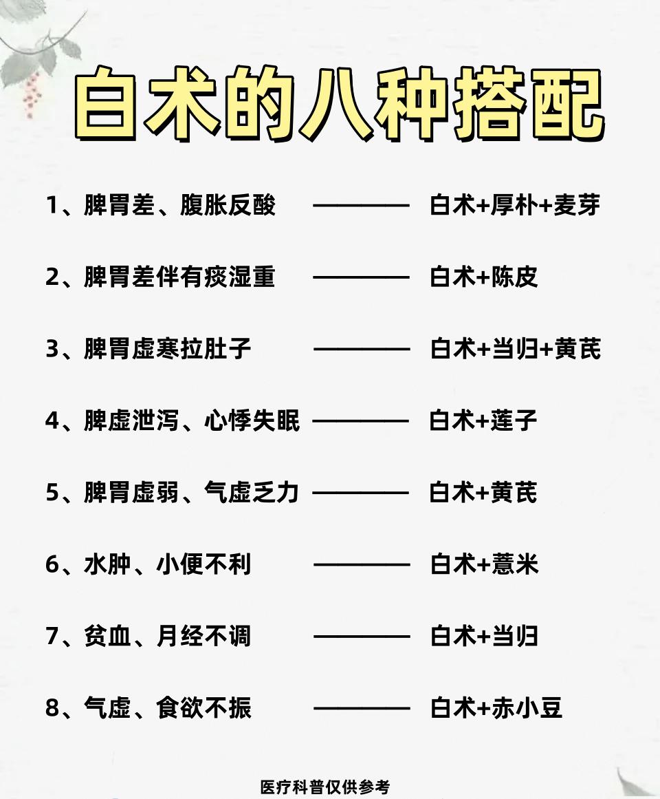 白术！补脾第一药，这八种搭配，不仅养脾，祛湿补阳通便都能治！
#中医##养生##