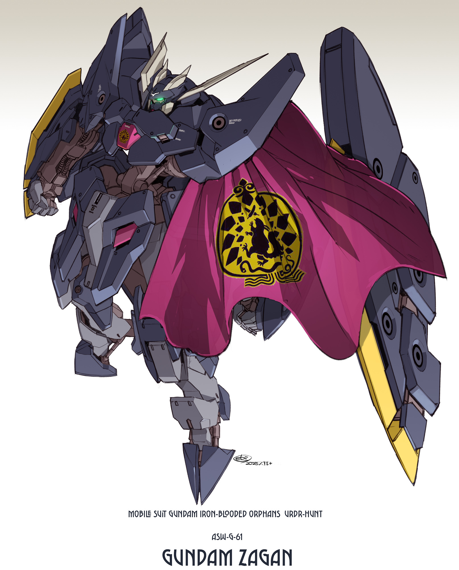 海老川兼武老师画了张代家纹披风的高达撒共