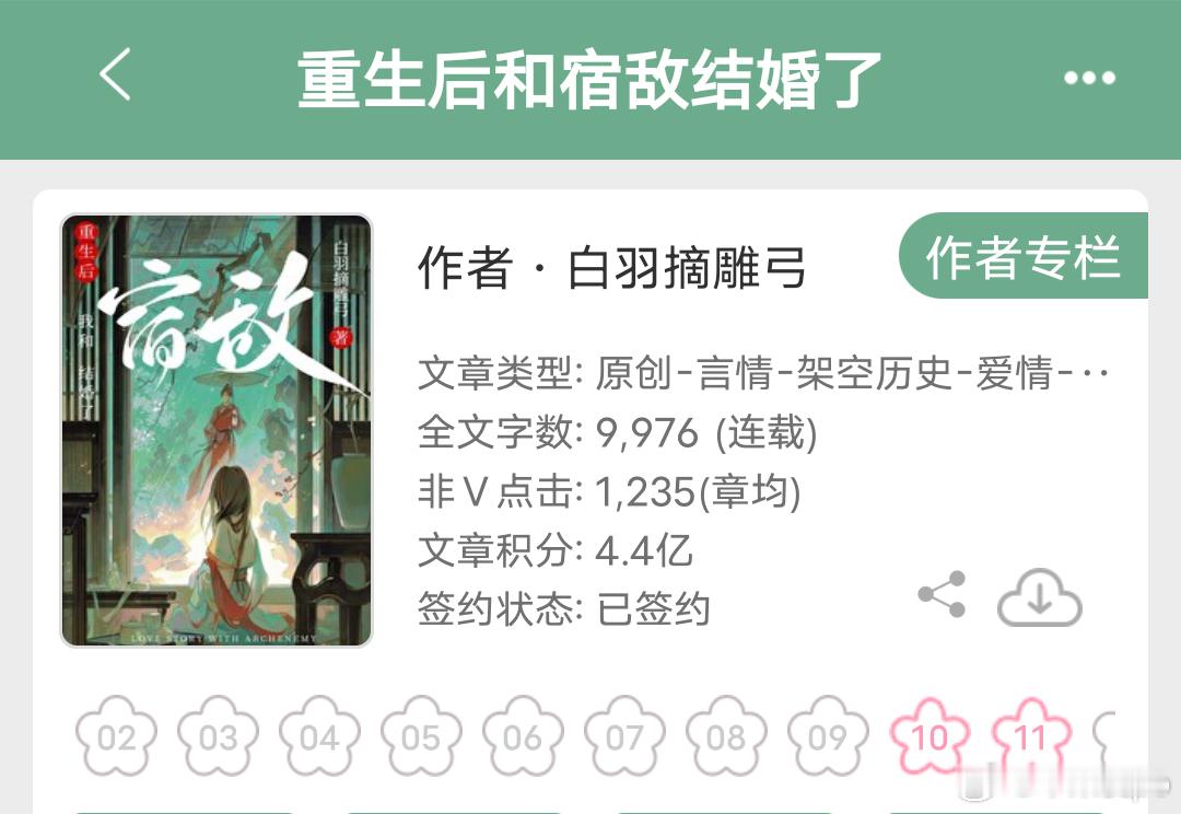 晋江文学城作者：白羽摘雕弓 开新文啦《重生后和宿敌结婚了》 ​​​