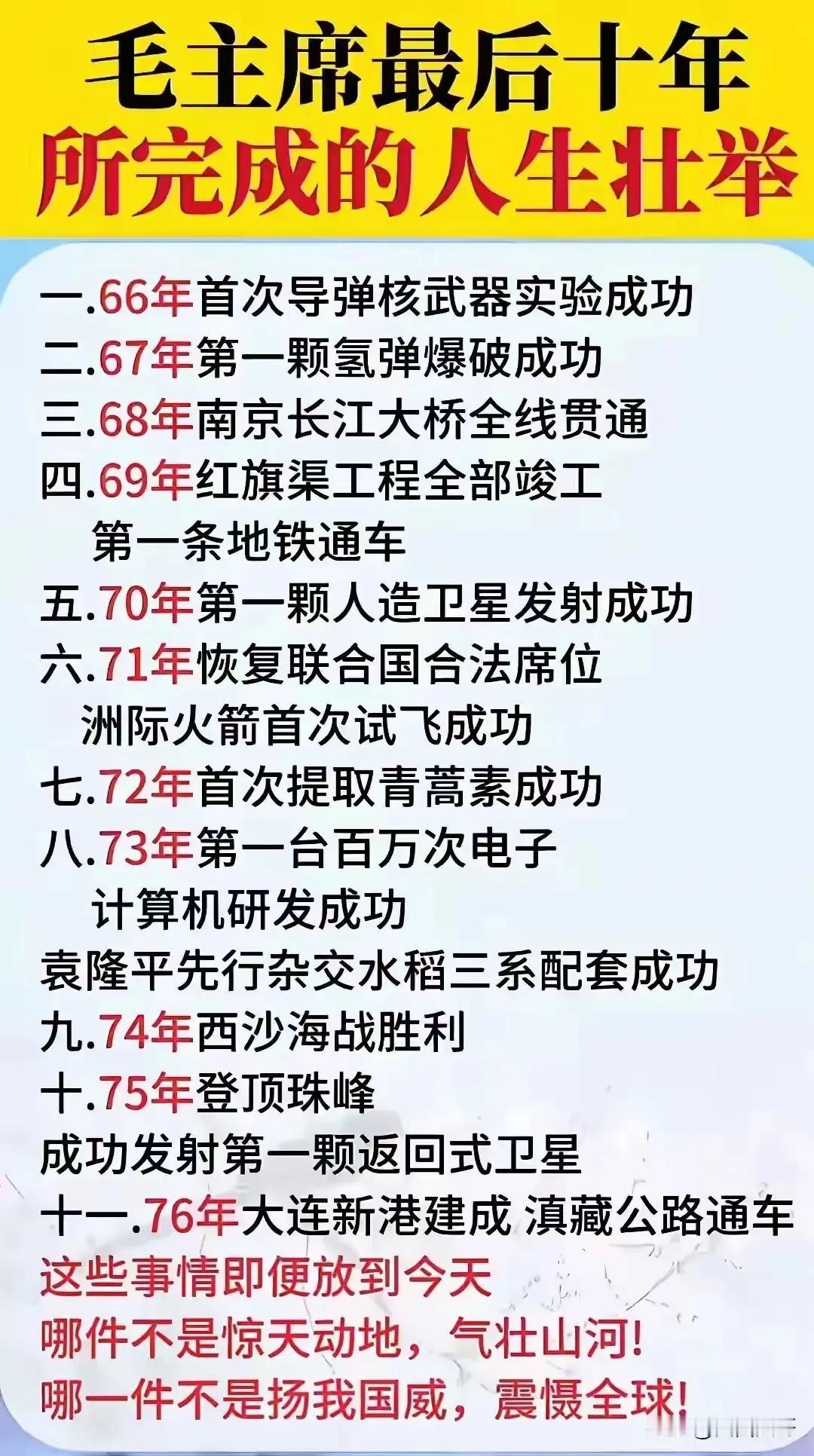 事实胜于雄辩，
真理战胜谎言。
教员最后十年，
还是红色中国鼎盛的十年，
从工业