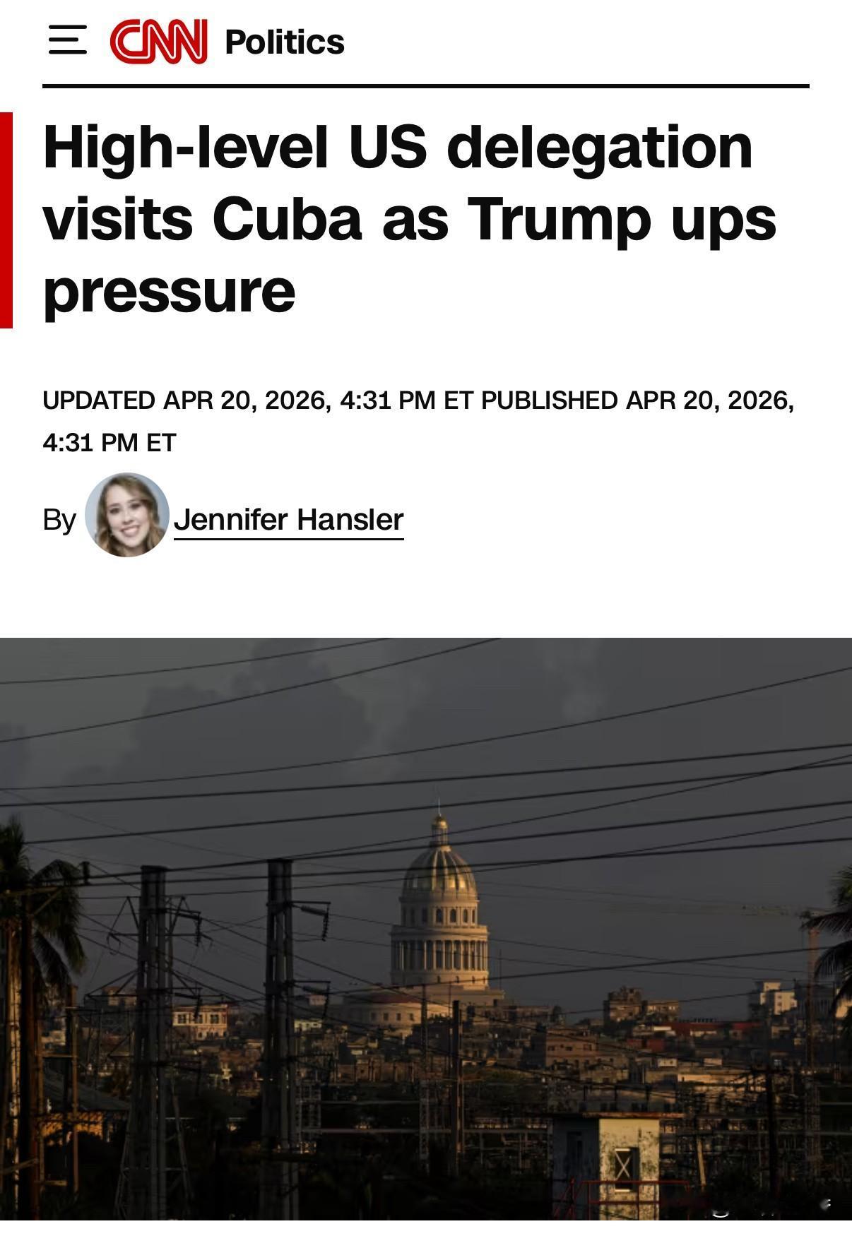 之前看到不可靠消息称，美国与古巴可能达成协议，当然是促使古巴改变，并走向亲美。