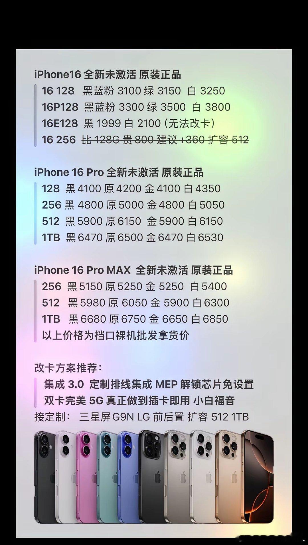 苹果手机华强新机今日行情分享今儿行情稳定，预估节后会出现一波上涨行情16pro 
