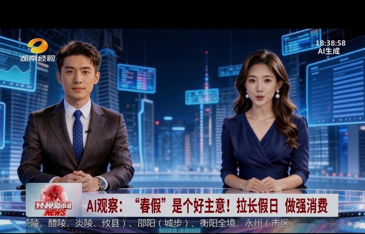 湖南广电 AI播新闻大趋势已经明摆着了，湖南广电这种体量的平台切入 AI 播报，