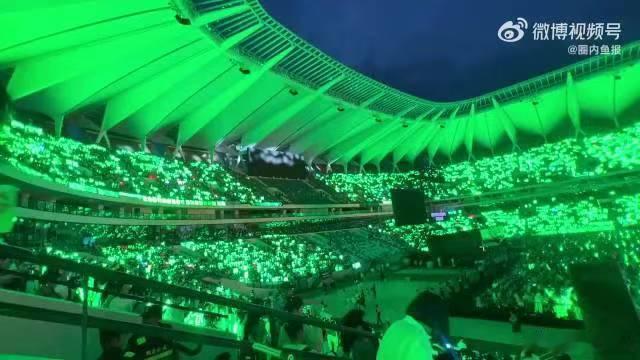 成毅达成三大平台绿海演唱会圈也躲不开成毅效应 看这漫山遍野的奇异果绿，就知道成毅