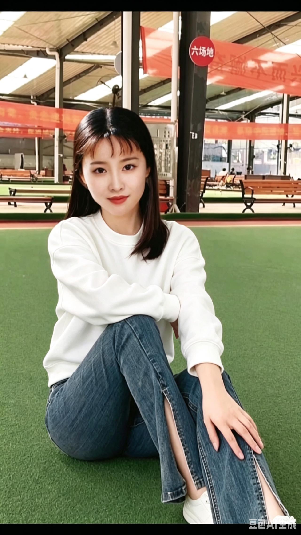 绿草如茵映笑颜，春风拂面暖人间。