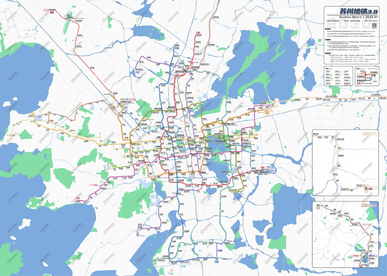 苏州地铁线网全图，包括未建的9号线、10号线。

现在，苏州地铁三期建设圆满收官