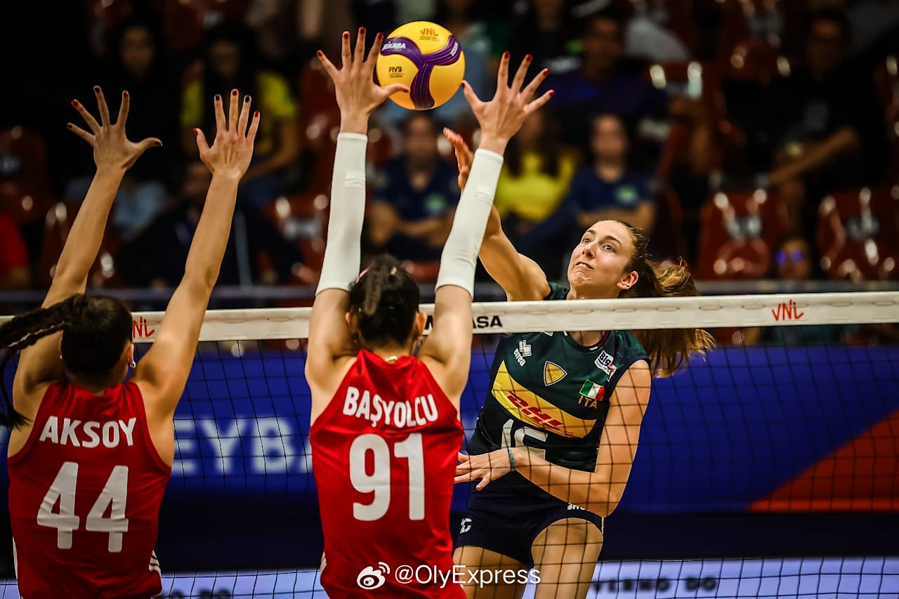 【国家女排联赛意大利3-1土耳其取三连胜】2026世界女排联赛国家排球联赛 6月