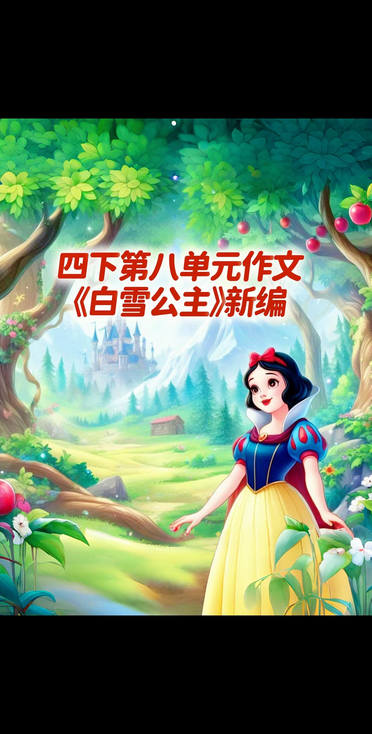 宝妈们，小学四年级下册第八单元作文《白雪公主》新编。