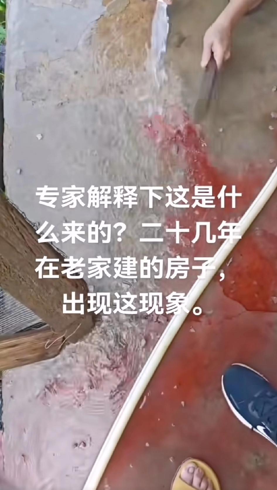 如今科技真发达，地面都可以砍出血，这是水泥板，我的天砍到它的大动脉了！！！
关键