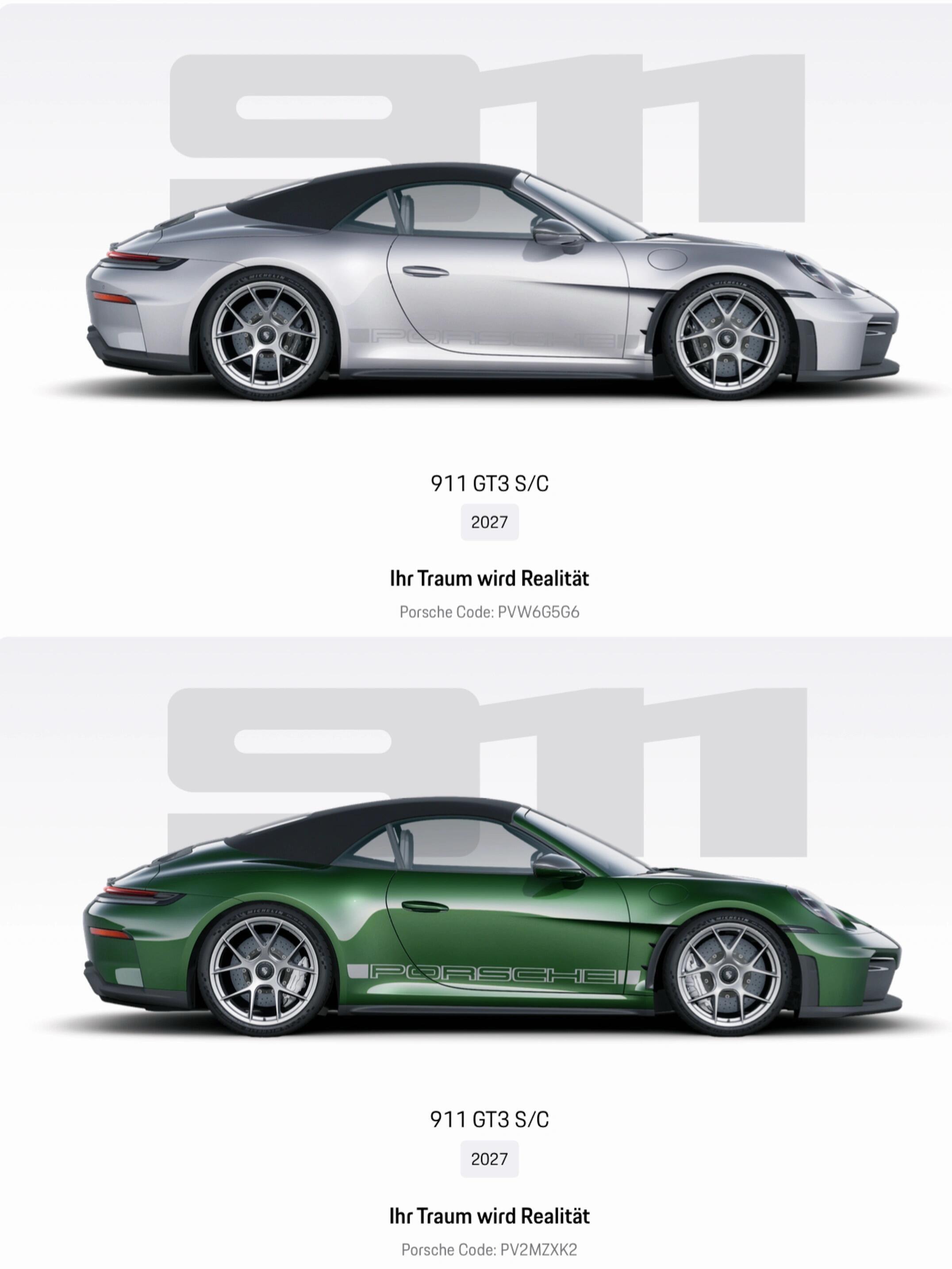992.2 GT3 SC 银色or 绿色。