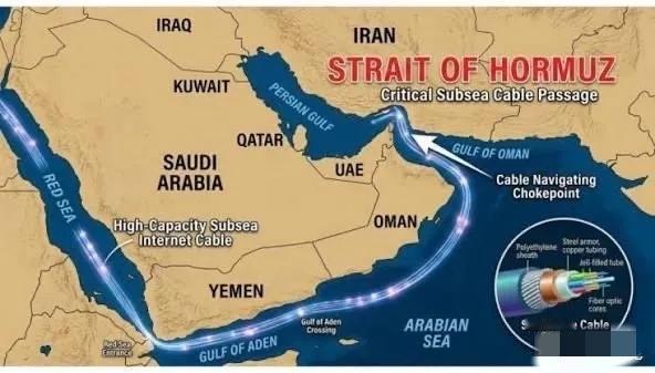 伊朗刚刚公布了一张穿越霍尔木兹海峡的海底互联网光缆详细地图，并称这些光缆极易受到
