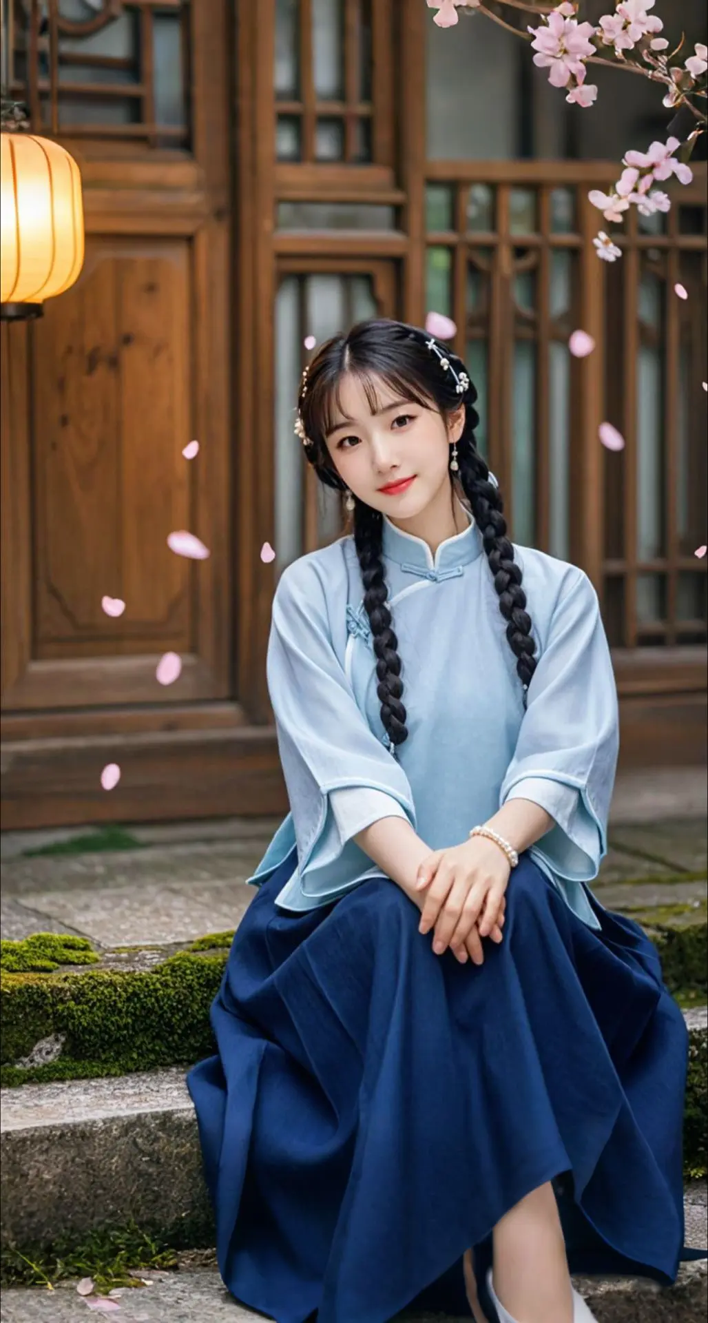 AI扩图 AI古巷静女