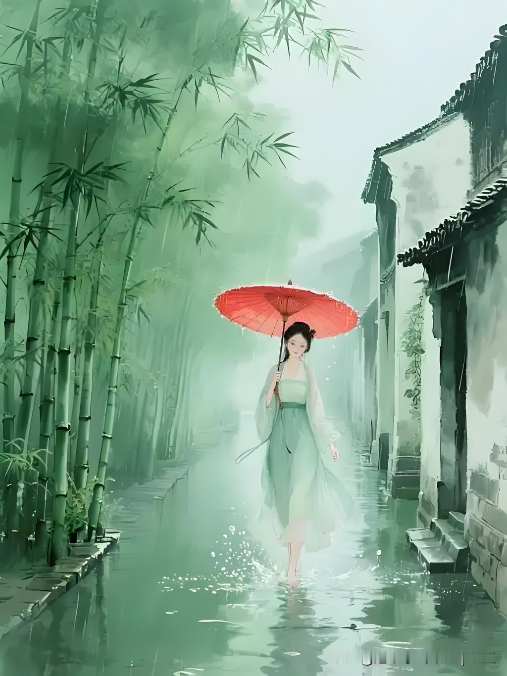 《夏日即事》
-——元.许有壬·
绿阴窗底暑犹清，
午梦初回听雨声。
满院竹风吹