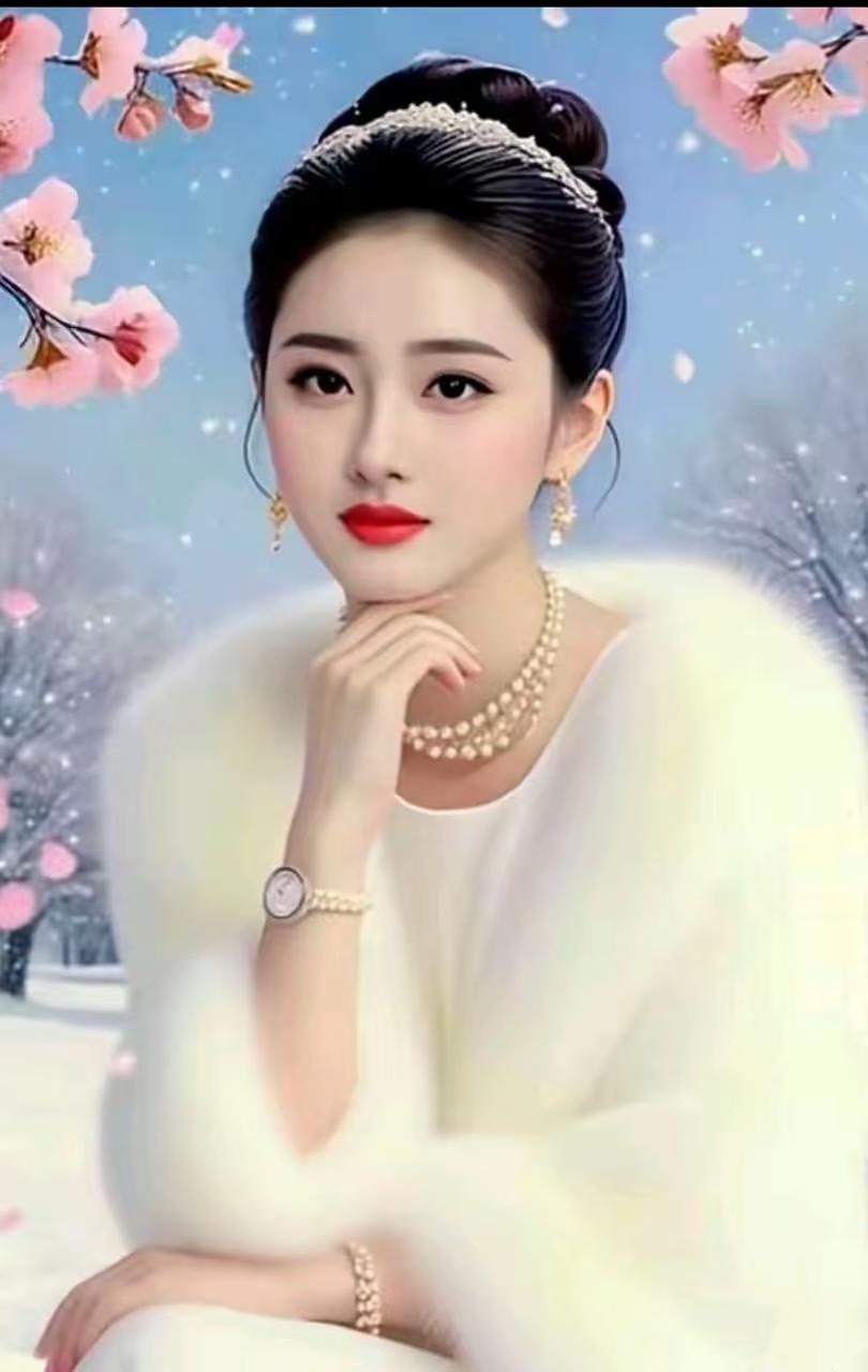 清江引·雪中花影
银妆映颜雪漫洒，
笑靥随风画。
珠光韵里华，
玉腕姿如榭。
红