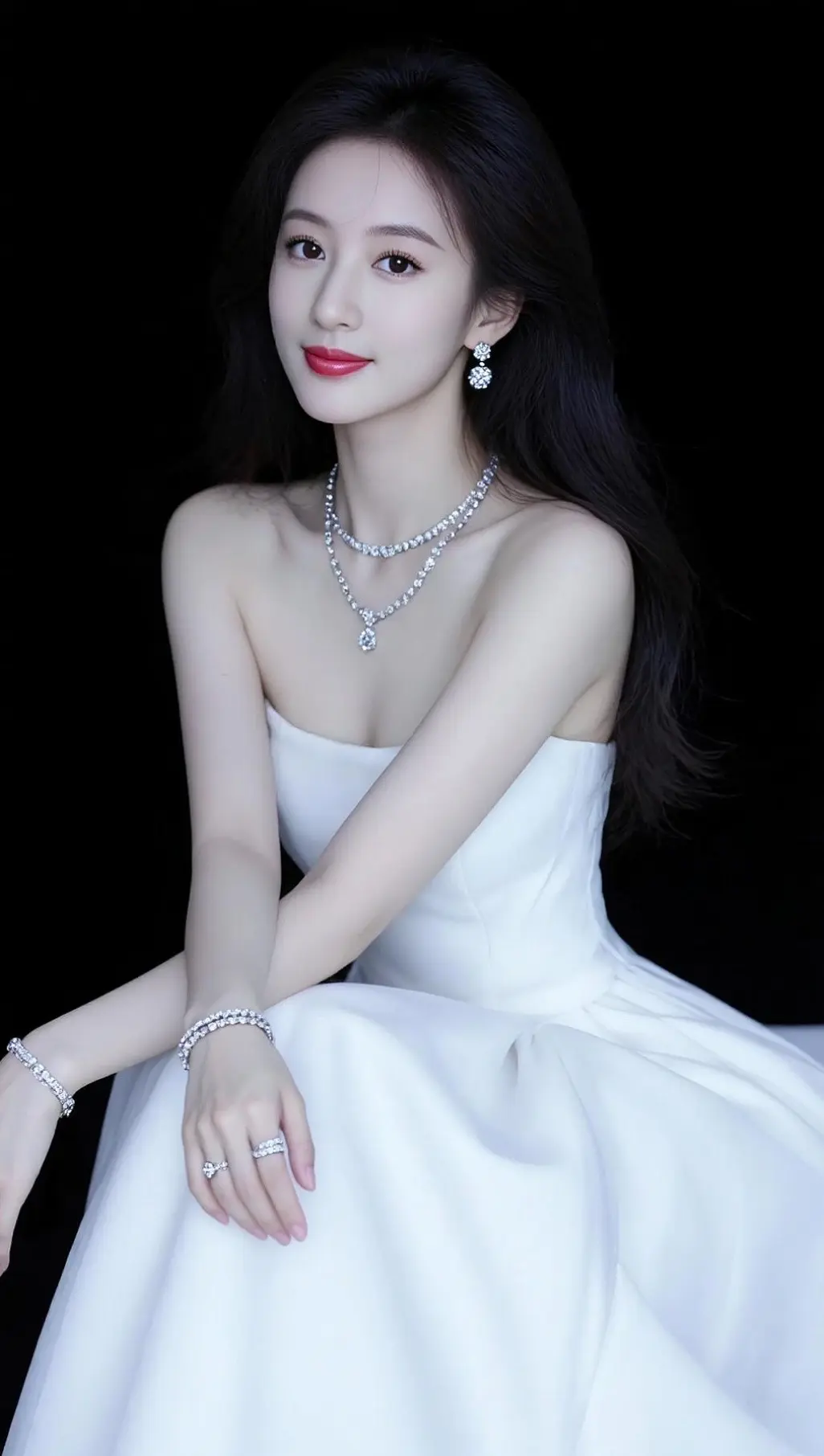 AI黑底白裙写真 随变ai随便玩