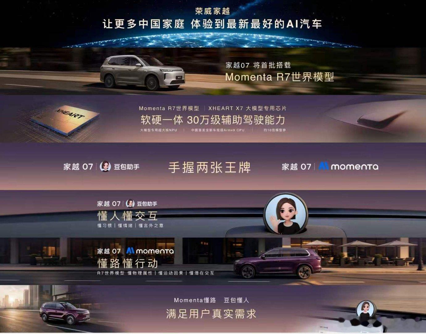 家越07这次是一辆车就打出了两张王牌一个是Momenta R7懂路 懂行动一个是