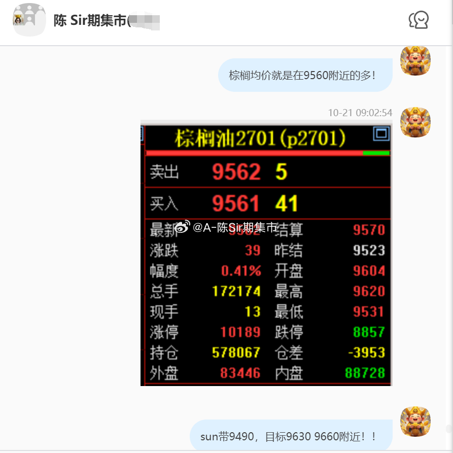 2026/10/21第一单【2701棕榈油】棕榈油完成120点！我们在9560附