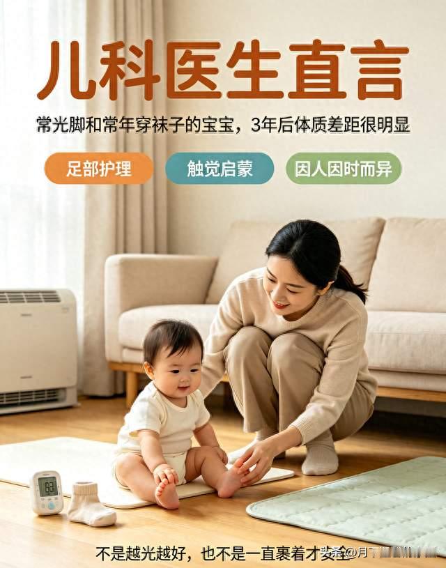 儿科医生直言：常光脚和常年穿袜子的宝宝，3年后体质差距很明显