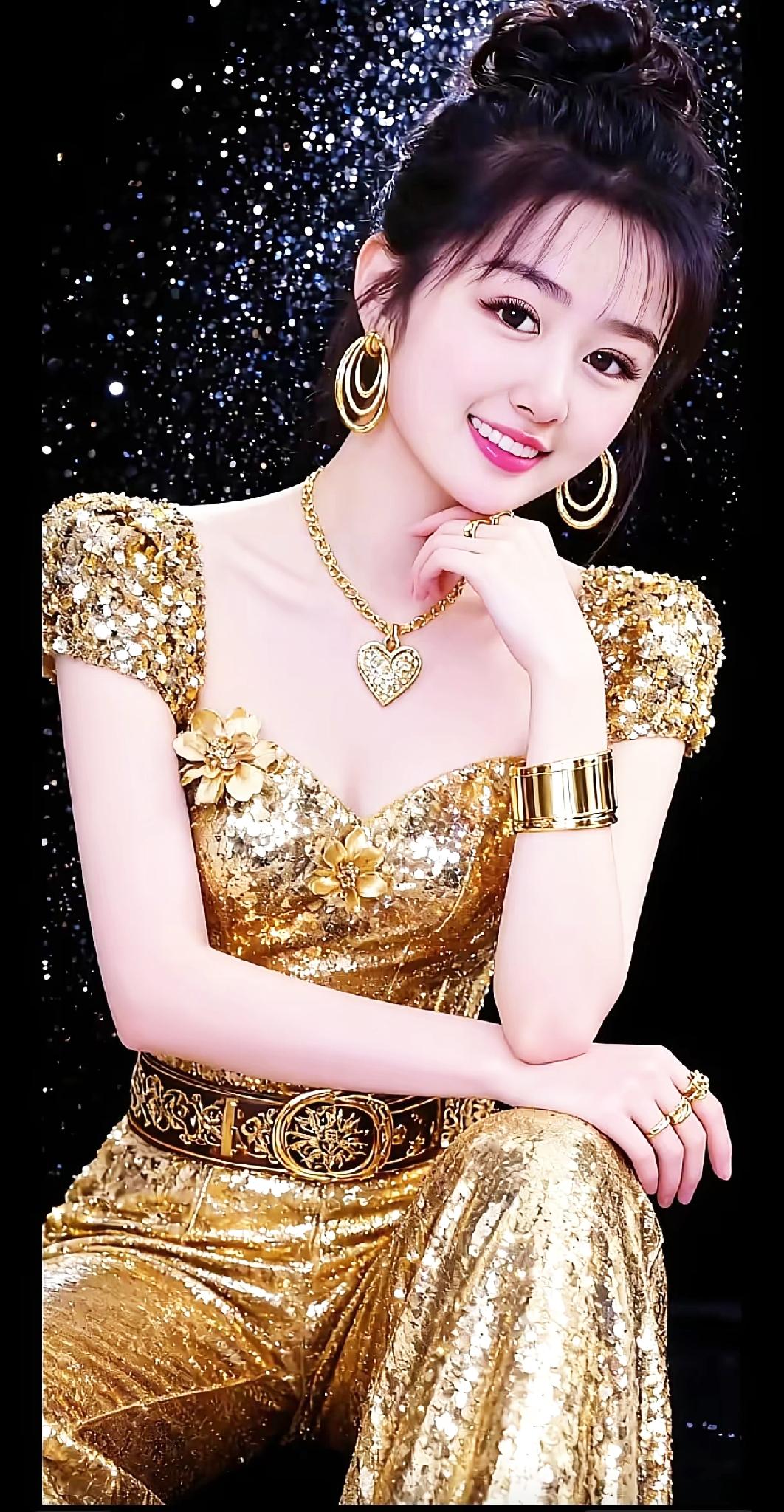 金衣美人，笑靥如花。