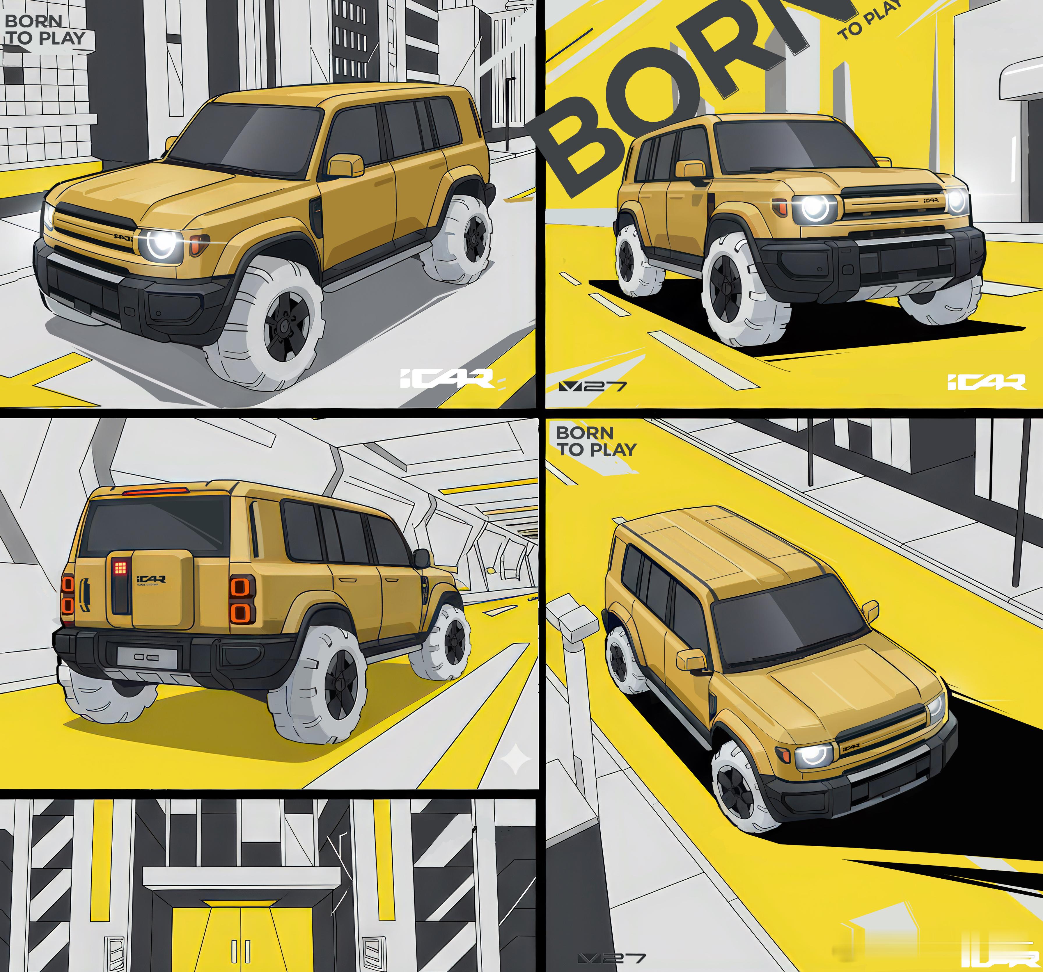 2025广州车展 iCAR V27正式亮相看看这些设计渲染图和设计手稿好吧好吧，