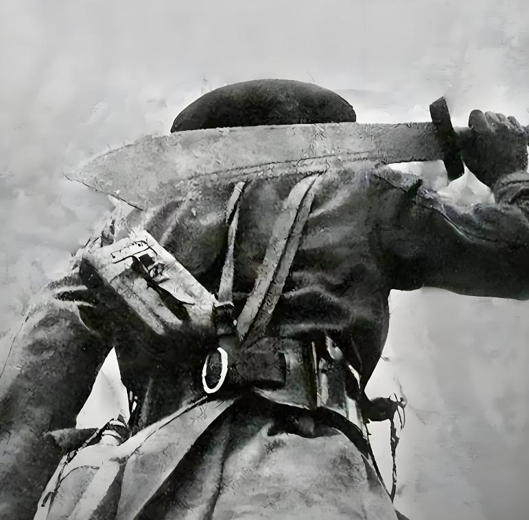 一起扛刀向鬼子砍去
往昔国共御东洋，铁血同拼意气刚。
弹雨横飞歼寇虏，刀光乱舞护