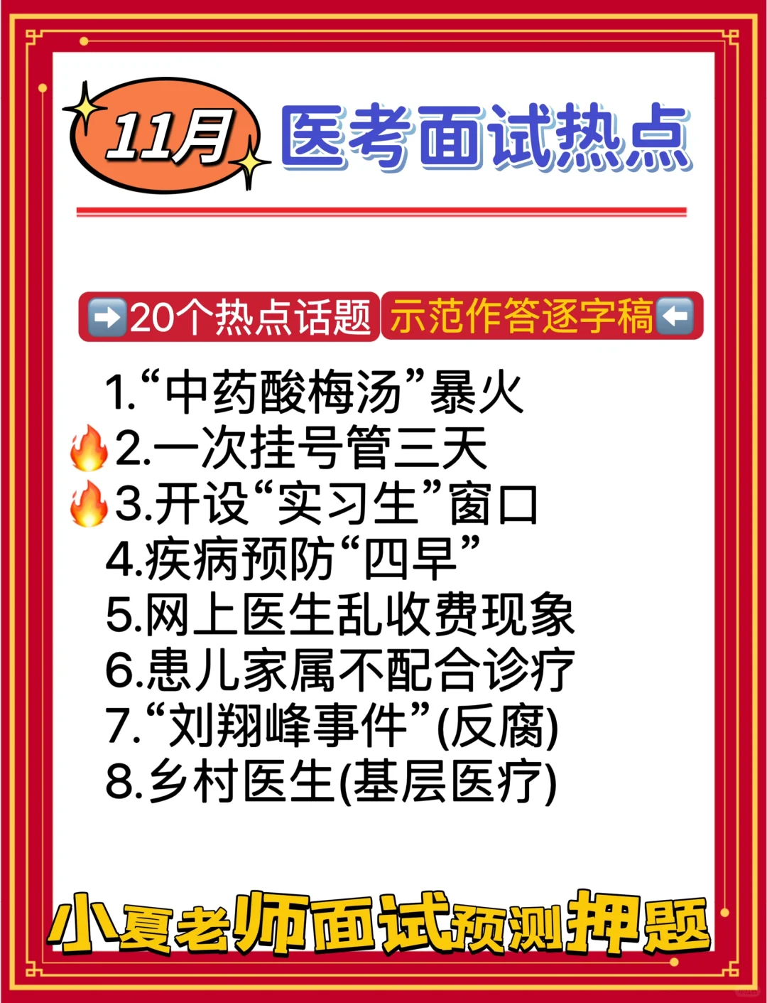 11月医疗结构化面试💯预测高频热点