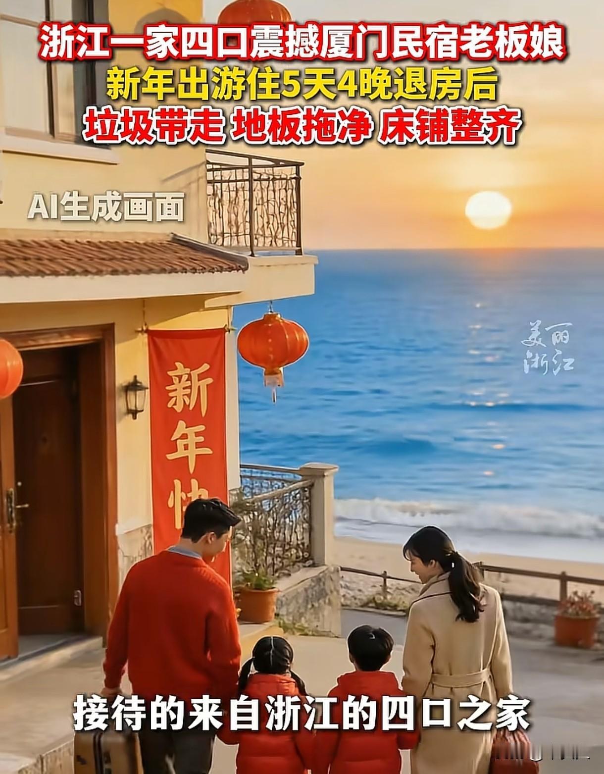 福建厦门，顾客一家四口退房，女子去民宿准备大搞卫生，可她一开门，看到屋里的景象后