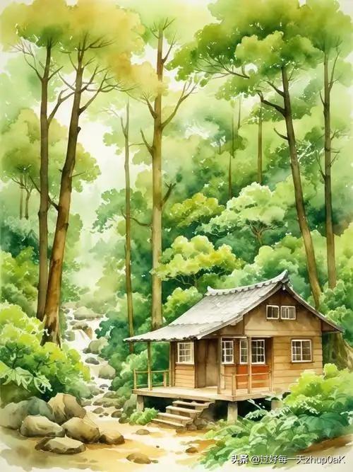 《题赵文贵画四首·其一》
——元末明初·黎贞
雅爱结庐芳树林，
闲云野鹤一生心。
