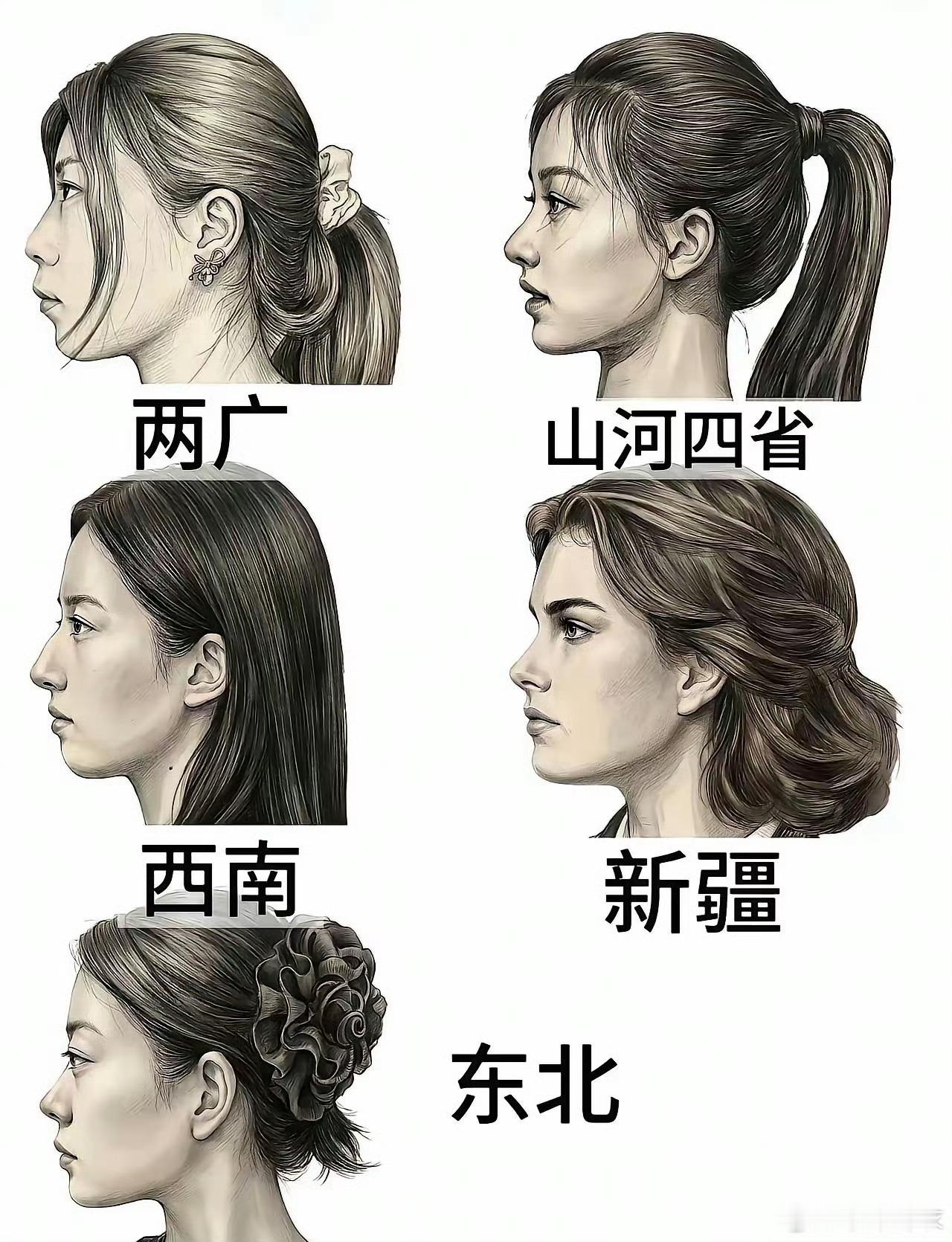 全国主要脸型代表 