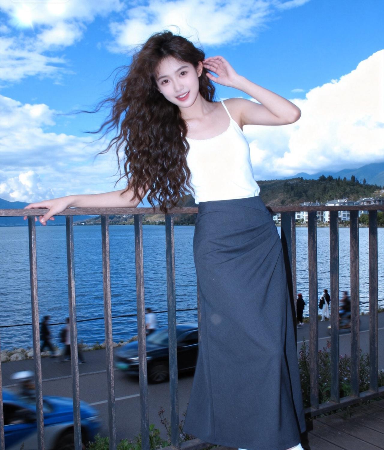 海边漫步，微风拂面，享受美好时光甜美小仙女的穿搭 温柔系海边穿搭 海边风光穿搭 