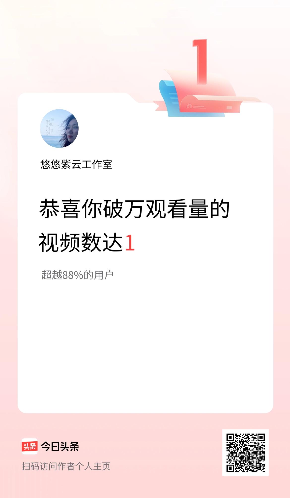 我在头条有1条视频播放量破万了！