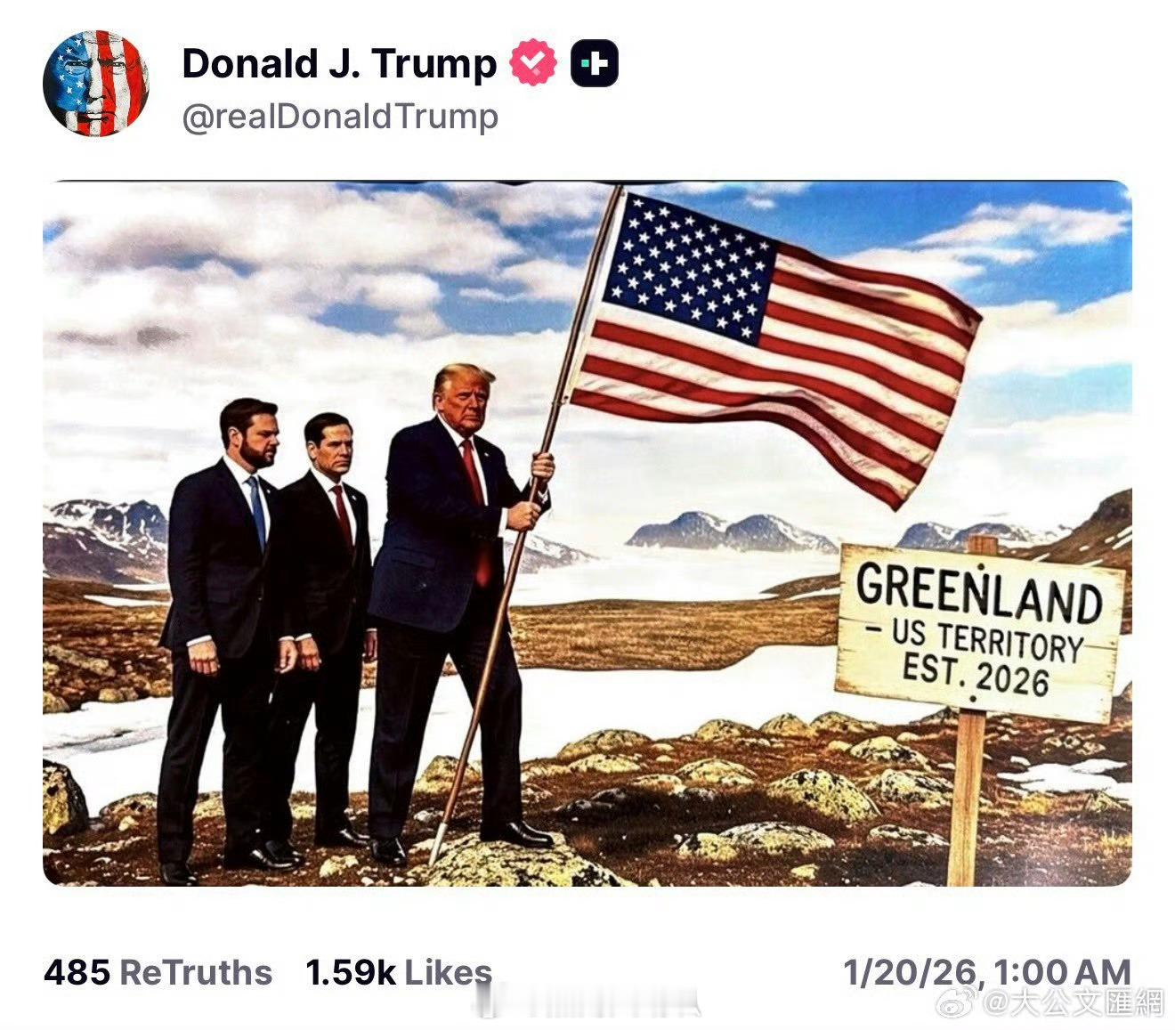 特朗普一天发俩图盟友都慌了我看到大大的几个字:强盗来了！