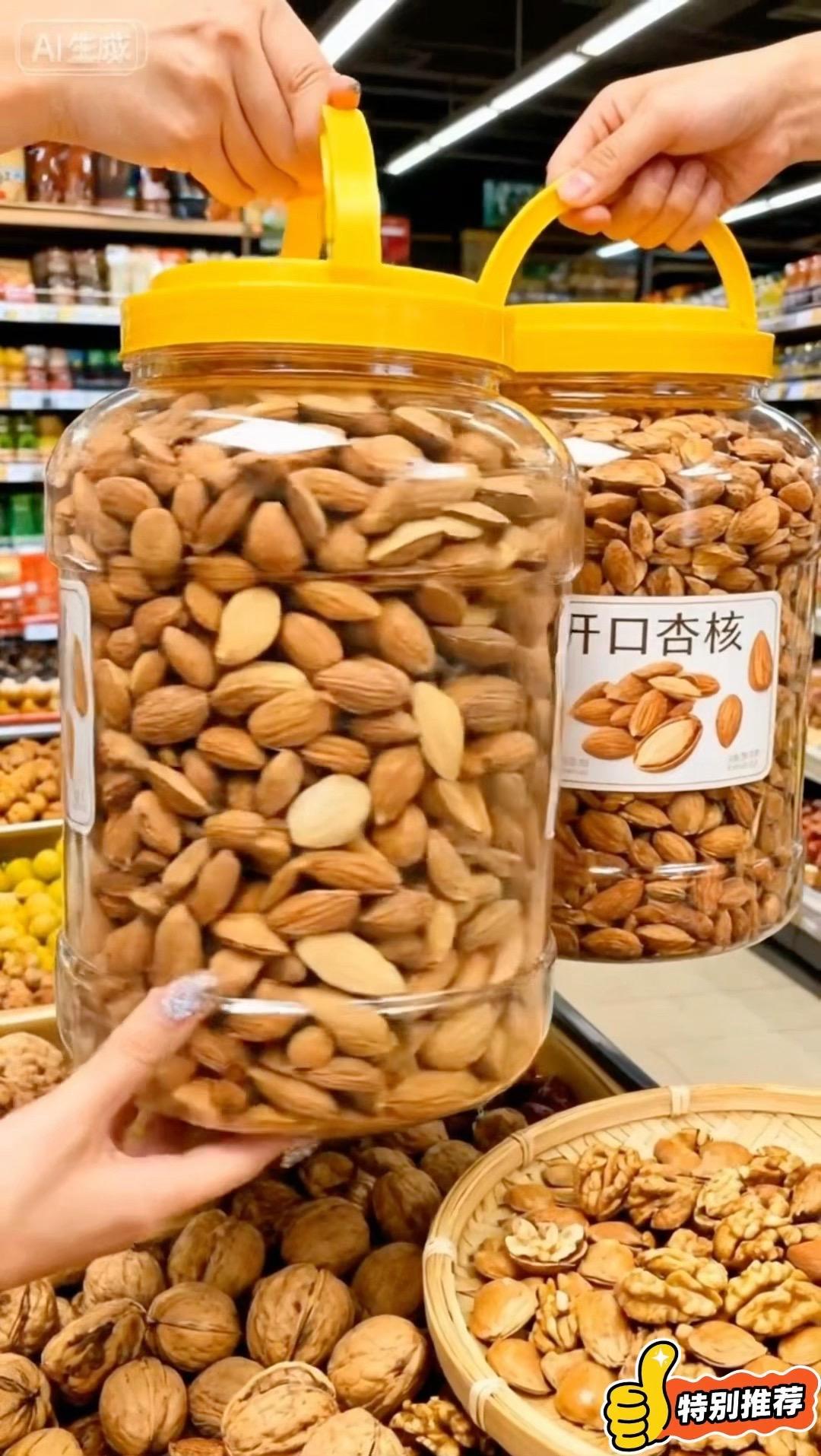 谁懂啊！这个开口杏核也太好嗑了！外壳轻轻一掰就开，果仁脆中带润，满嘴都...