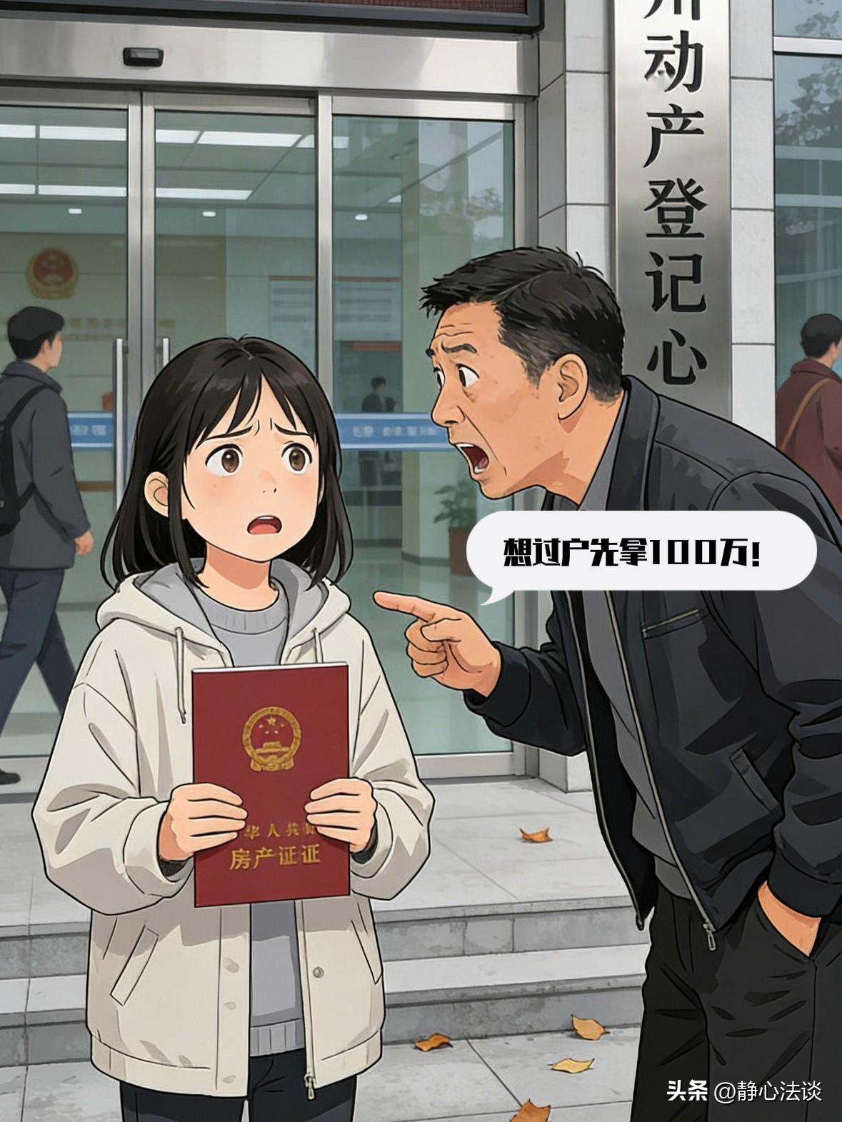 浙江杭走，一独生女继承父母留下的280万房子，过户时被叔叔拦下，要求分房子的10