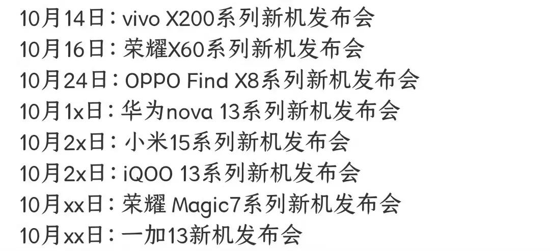 下半年旗舰手机，这4款最让人期待

1，荣耀

2，小米

3，一加13系列
