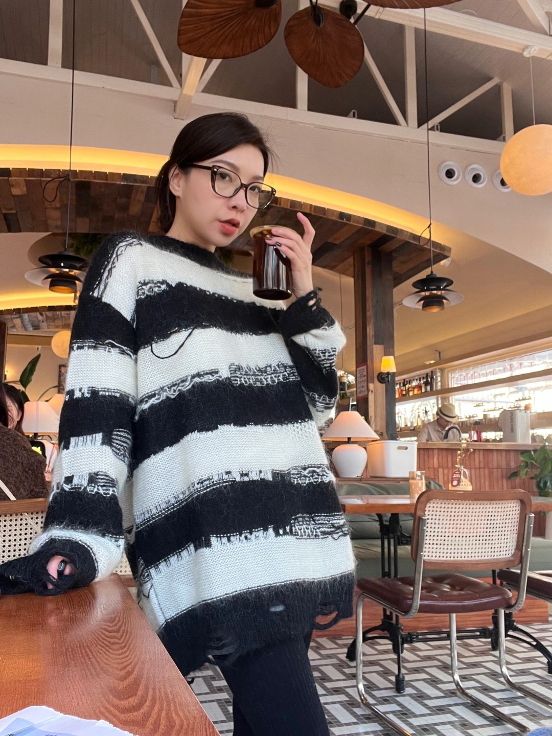 黑白条纹oversize🤍🖤