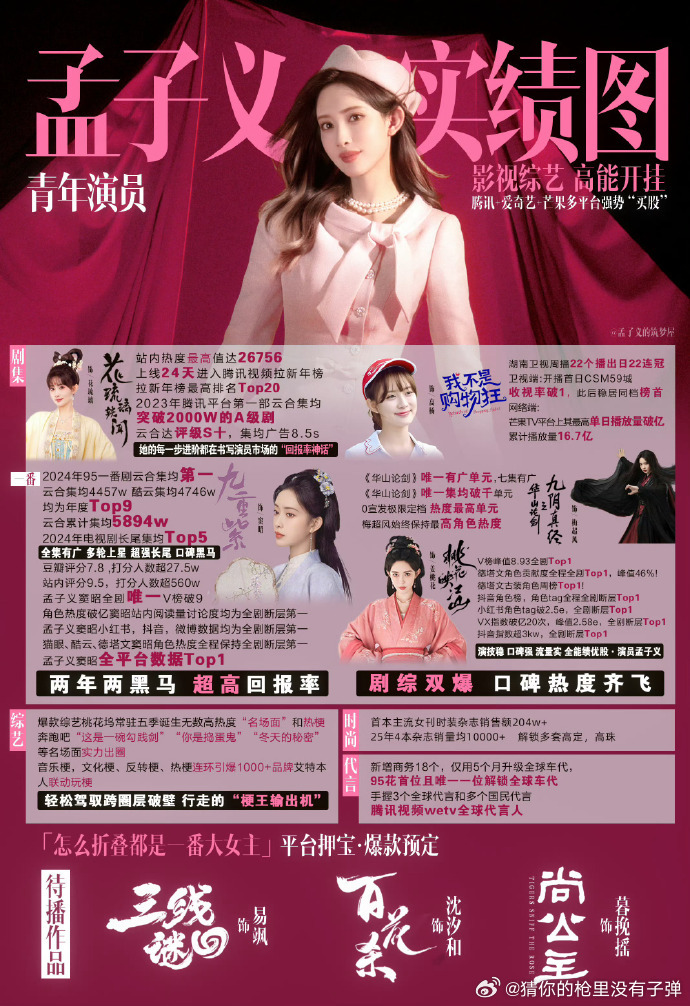 孟子义百花杀热度口碑双丰收粉孟子义有多幸福 内娱难得剧综均衡发展的孟子义！《百花
