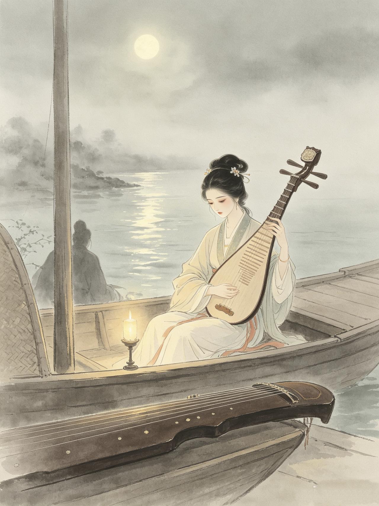 "夜深忽梦少年事，梦啼妆泪红阑干。"
  高中学《琵琶行》时和人讨论过：琵琶女好