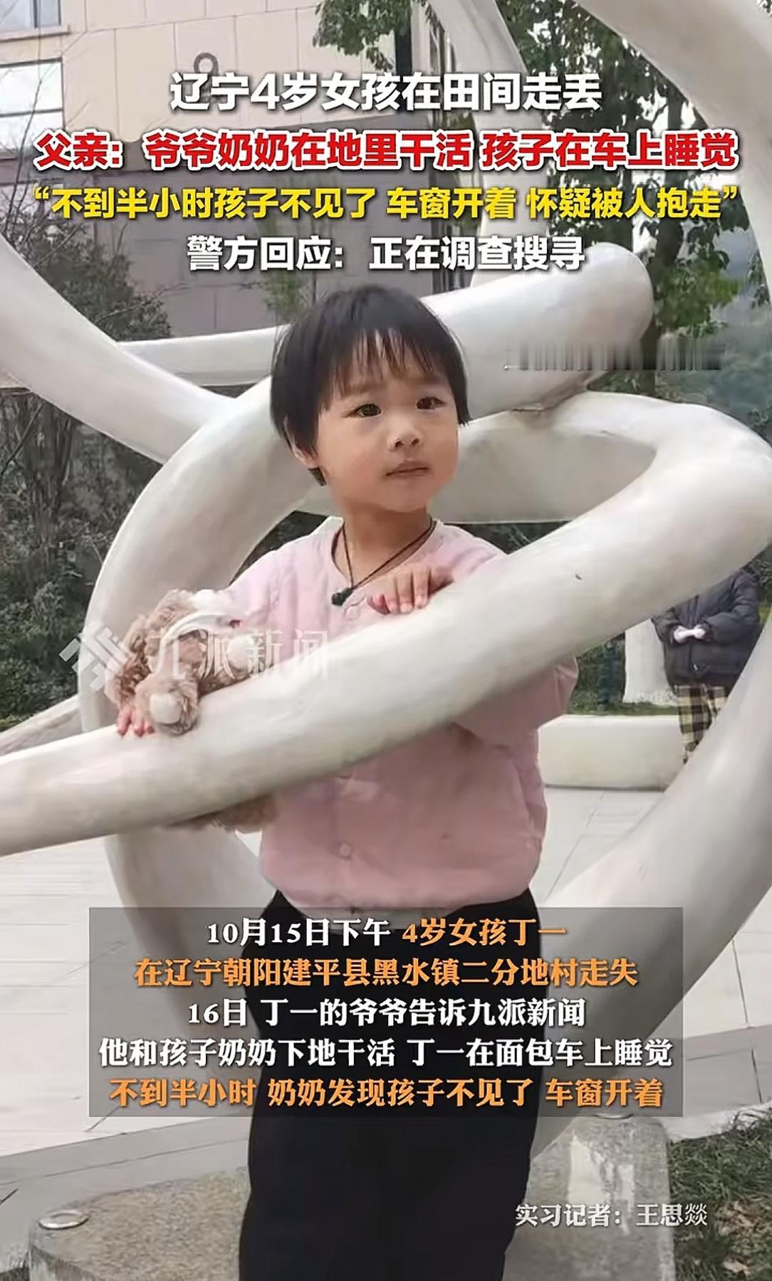 好消息，辽宁4岁失联女童总算是找到了！
10月15日，辽宁朝阳市建平县黑水镇，一