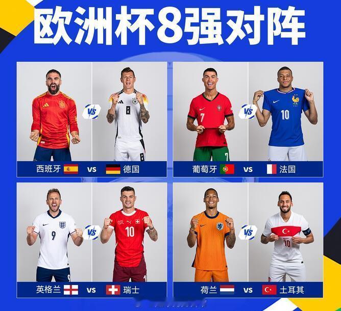 #欧洲杯##2024欧洲杯# 欧洲杯八强战终于要来了！！00:00 德国vs西班