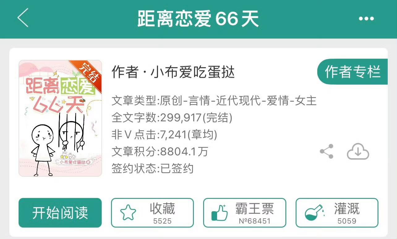 小说推荐：《距离恋爱66天》 作者:小布爱吃蛋挞简评：脱口秀演员女vs高定设计师