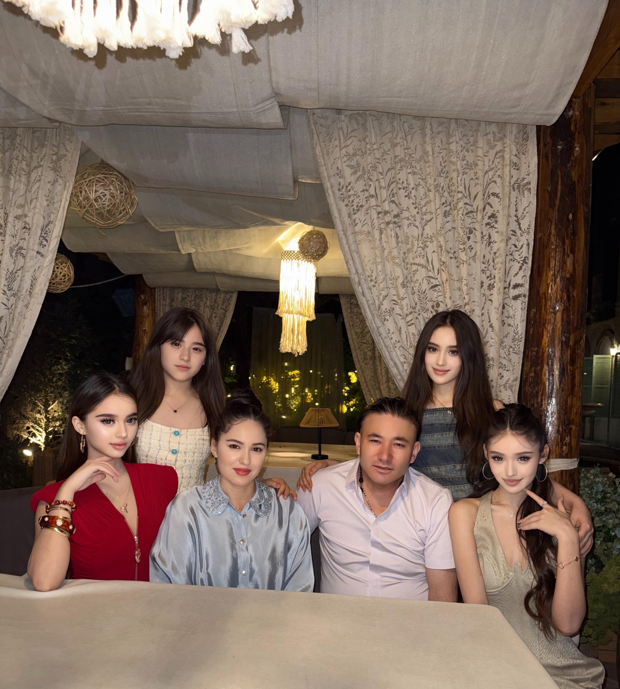 爸爸妈妈和他们的的四个女儿
