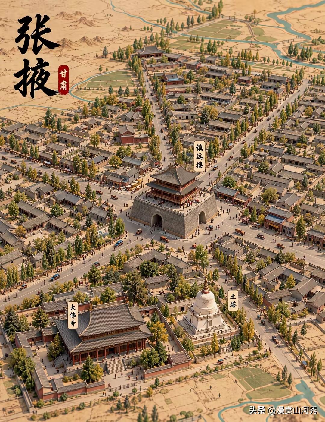 张掖古城：“张国臂掖，以通西域”，短短八个字，道尽张掖千年的宿命。这座扎根在河西