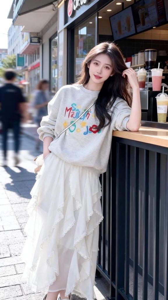 韩风穿搭 街头甜心风 初恋裙 仙女穿搭 白色连衣裙