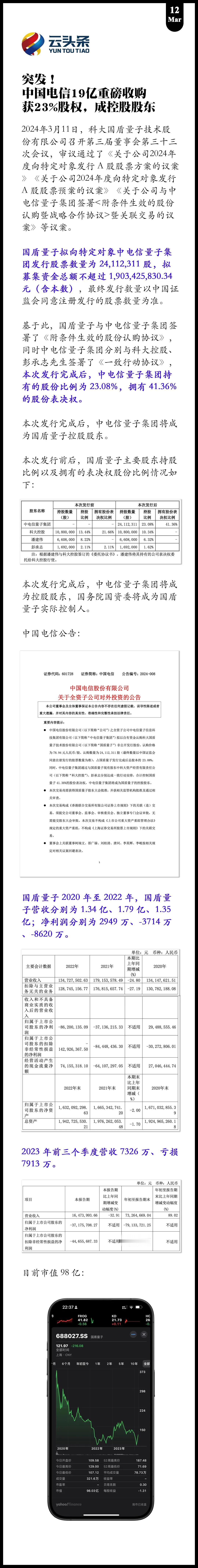 中国电信 19 亿收购国盾量子 23% 股权，成控股股东