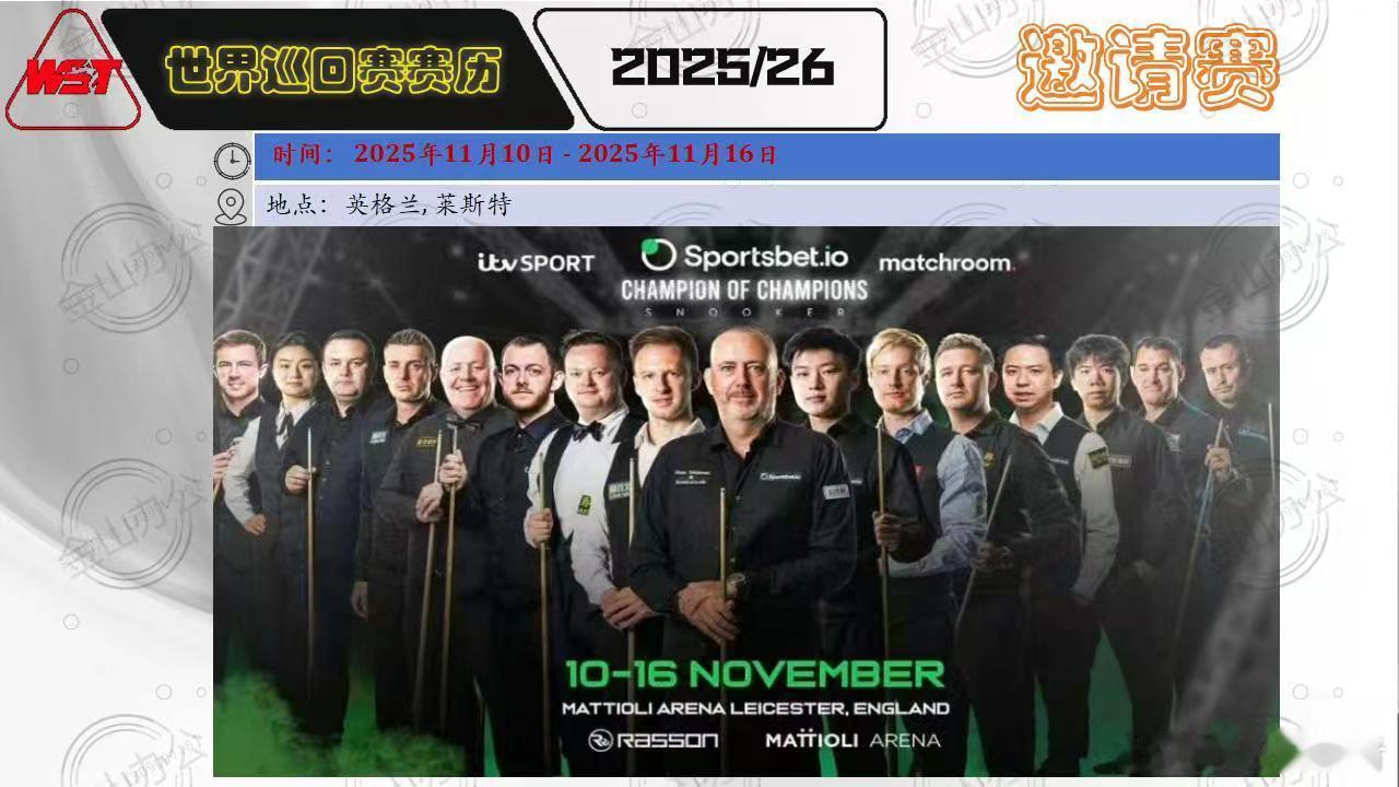 2025世界斯诺冠中冠  第一天2025.11.10日 星期一21:00 直播 