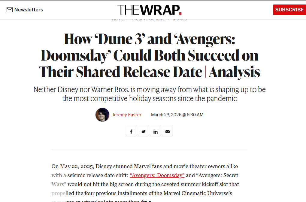 迪士尼将开展一起声势浩大的宣传活动以抢夺从《沙丘3》手里输掉的IMAX票房。据报