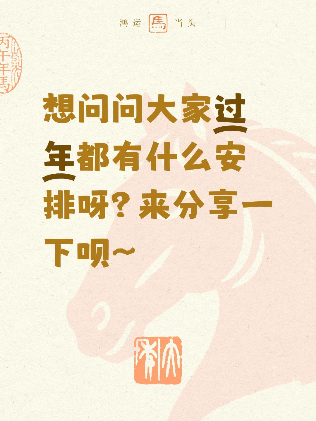 想问问大家过年都有什么安排呀？来分享一下呗～