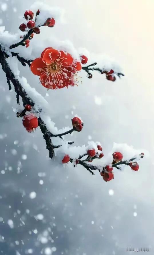 上联：雪吻梅花俏；
下联：唯有暗香来。